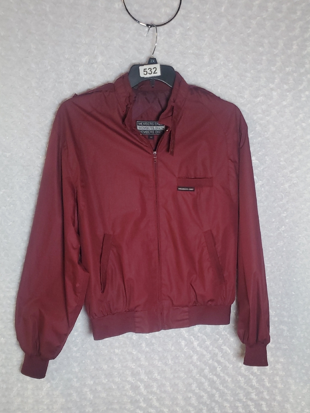 Members Only Men's Burgundy Bomber Jacket - Size 42